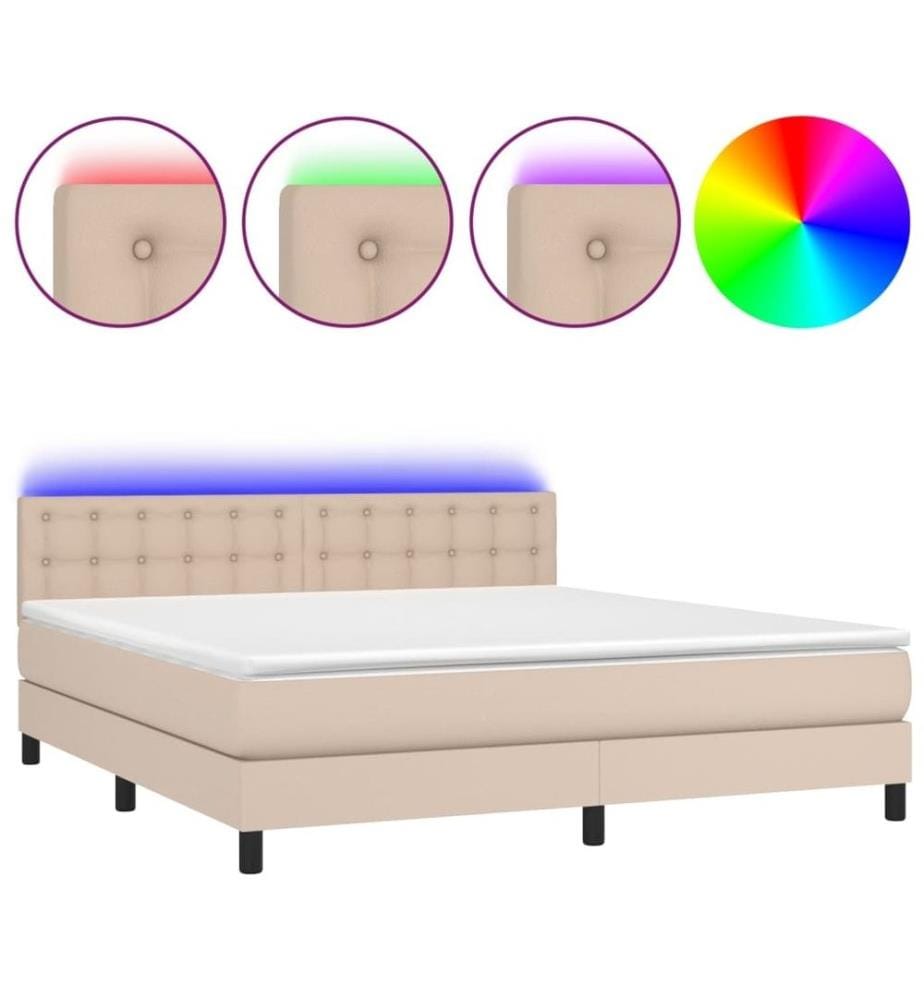 Boxspringbett mit Matratze & LED Cappuccino-Braun 180x200cm