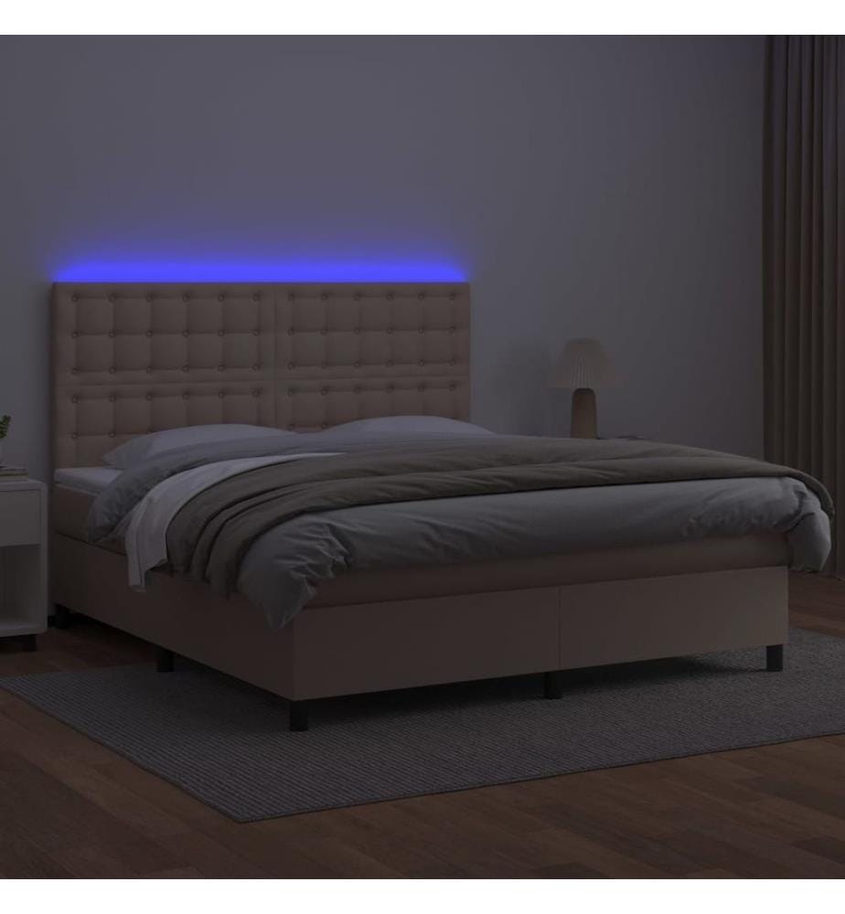 Boxspringbett mit Matratze & LED Cappuccino-Braun 180x200cm