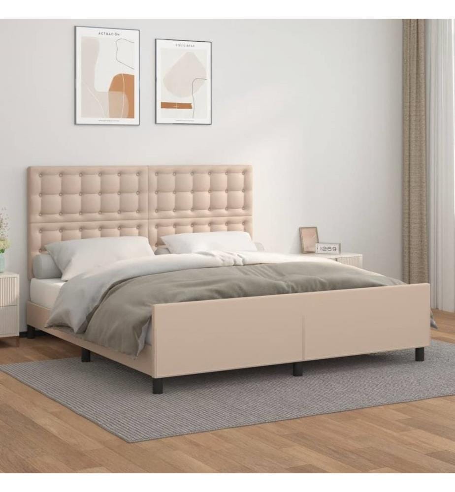 Bettgestell mit Kopfteil Cappuccino-Braun 180x200 cm Kunstleder