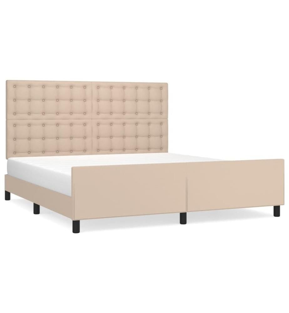 Bettgestell mit Kopfteil Cappuccino-Braun 180x200 cm Kunstleder
