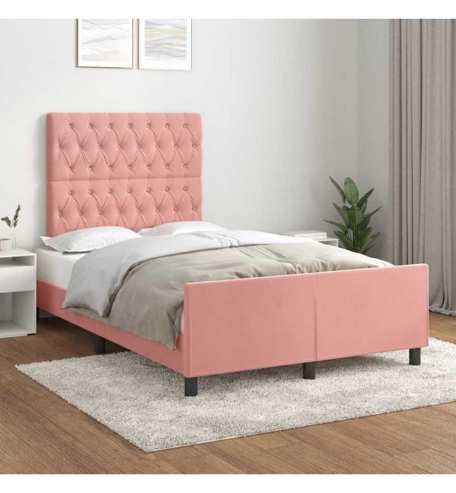 Bettgestell mit Kopfteil Rosa 120x200 cm Samt