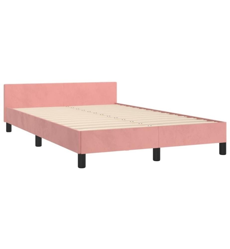 Bettgestell mit Kopfteil Rosa 120x200 cm Samt
