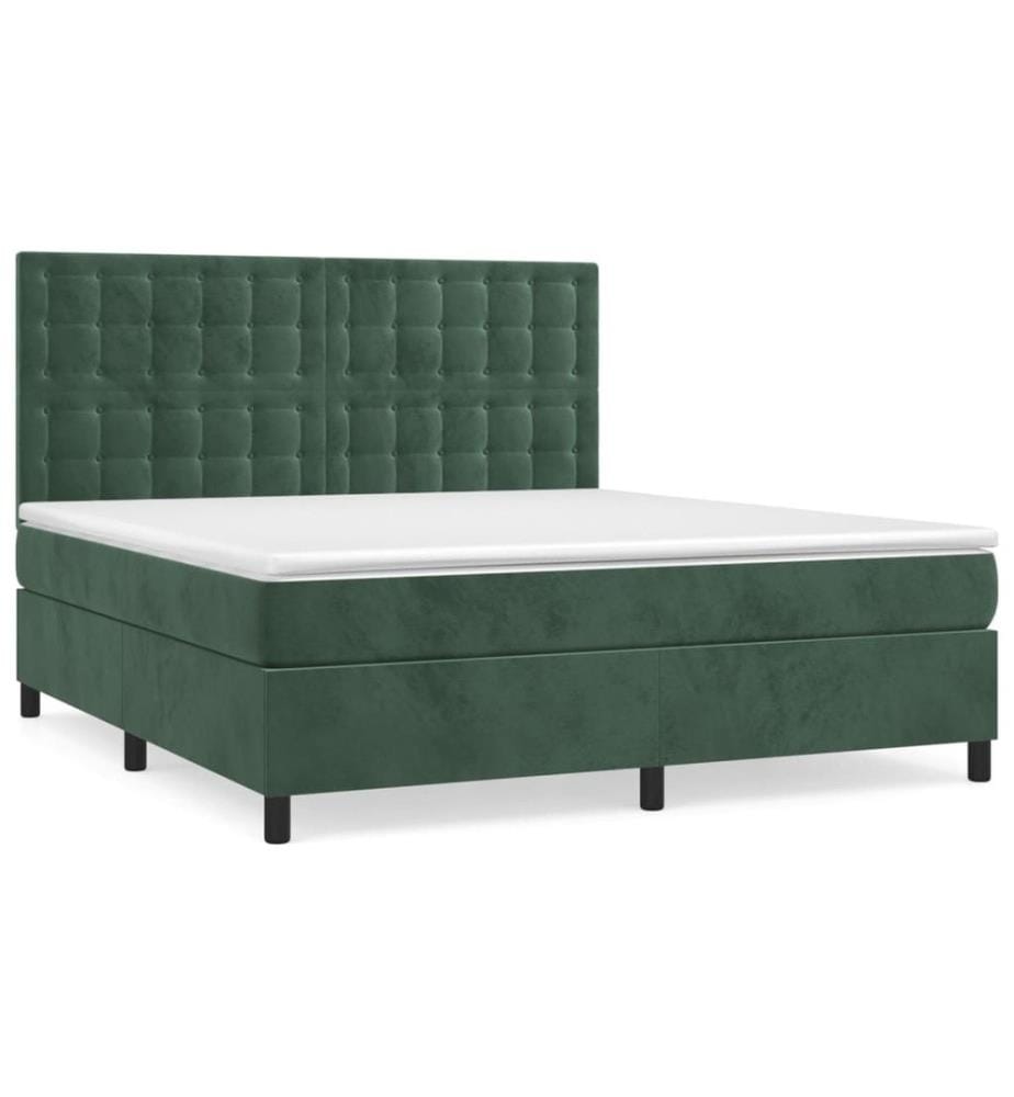 Boxspringbett mit Matratze Dunkelgrün 180x200 cm Samt