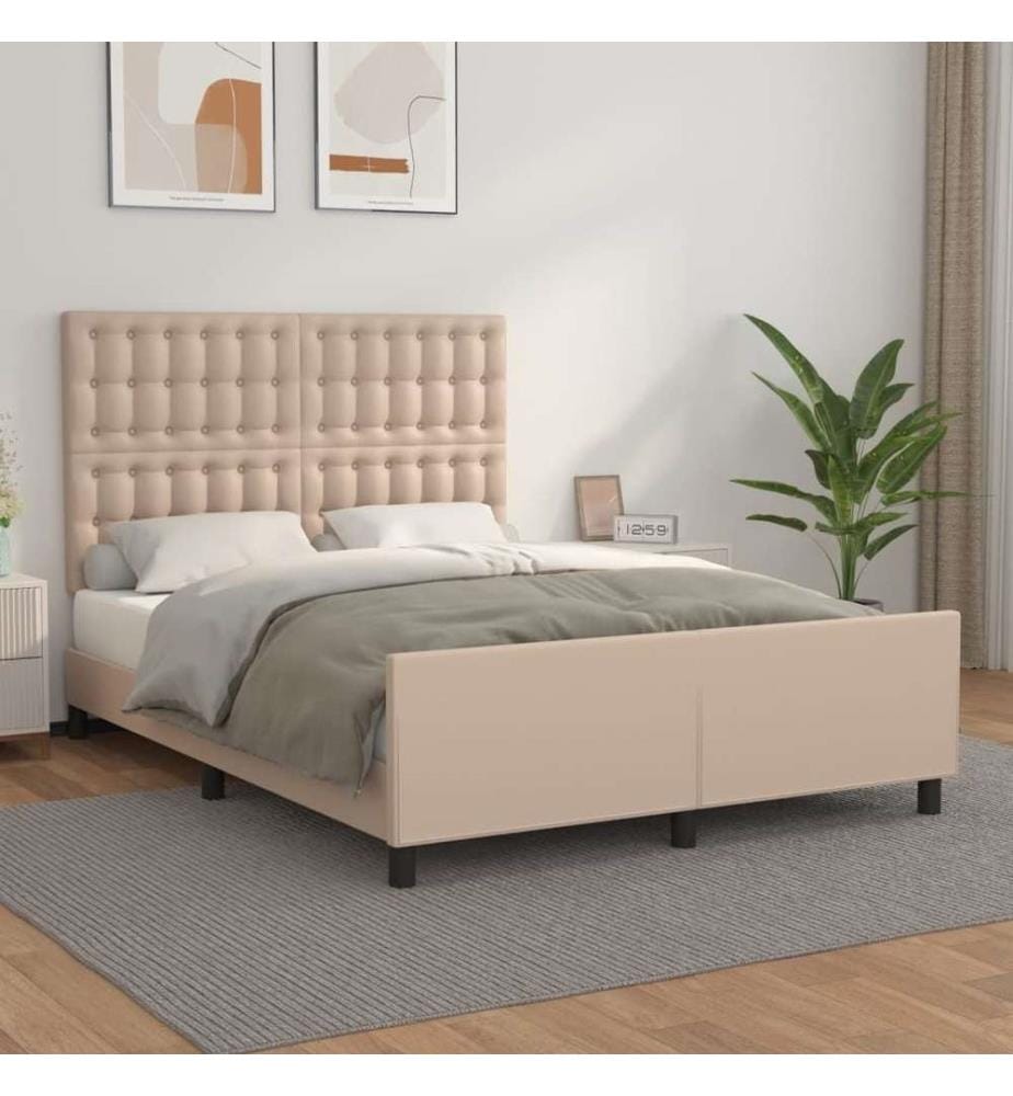 Bettgestell mit Kopfteil Cappuccino-Braun 140x190 cm Kunstleder
