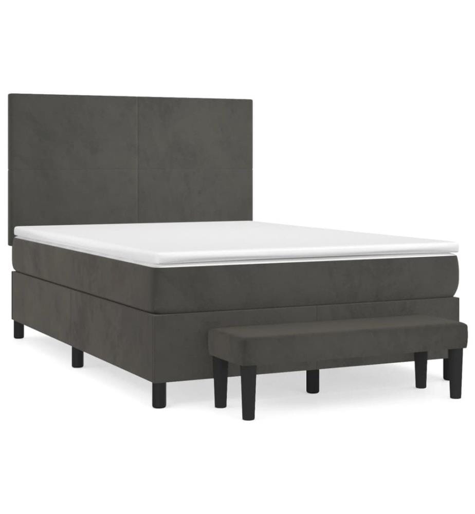 Boxspringbett mit Matratze Dunkelgrau 140x190 cm Samt
