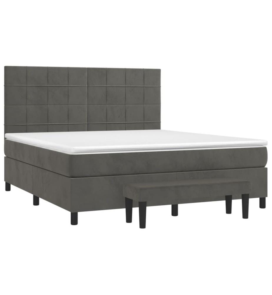 Boxspringbett mit Matratze Dunkelgrau 180x200 cm Samt