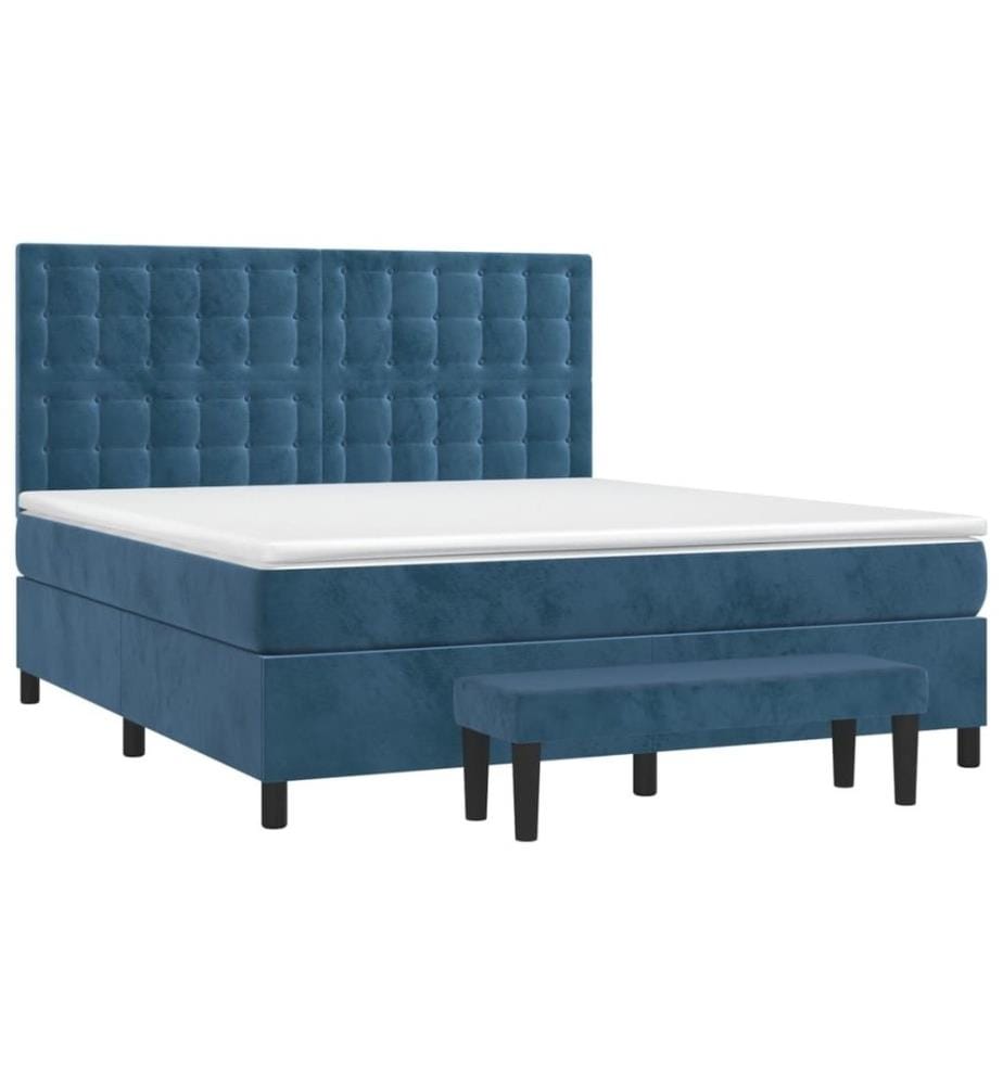 Boxspringbett mit Matratze Dunkelblau 180x200 cm Samt