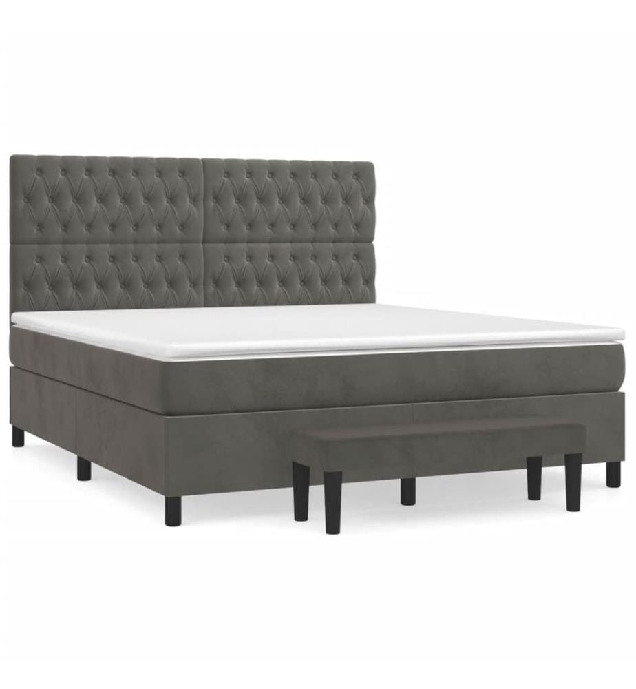 Boxspringbett mit Matratze Dunkelgrau 180x200 cm Samt