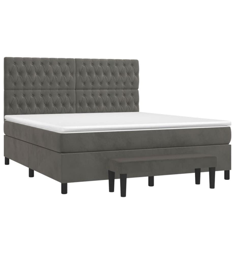 Boxspringbett mit Matratze Dunkelgrau 180x200 cm Samt