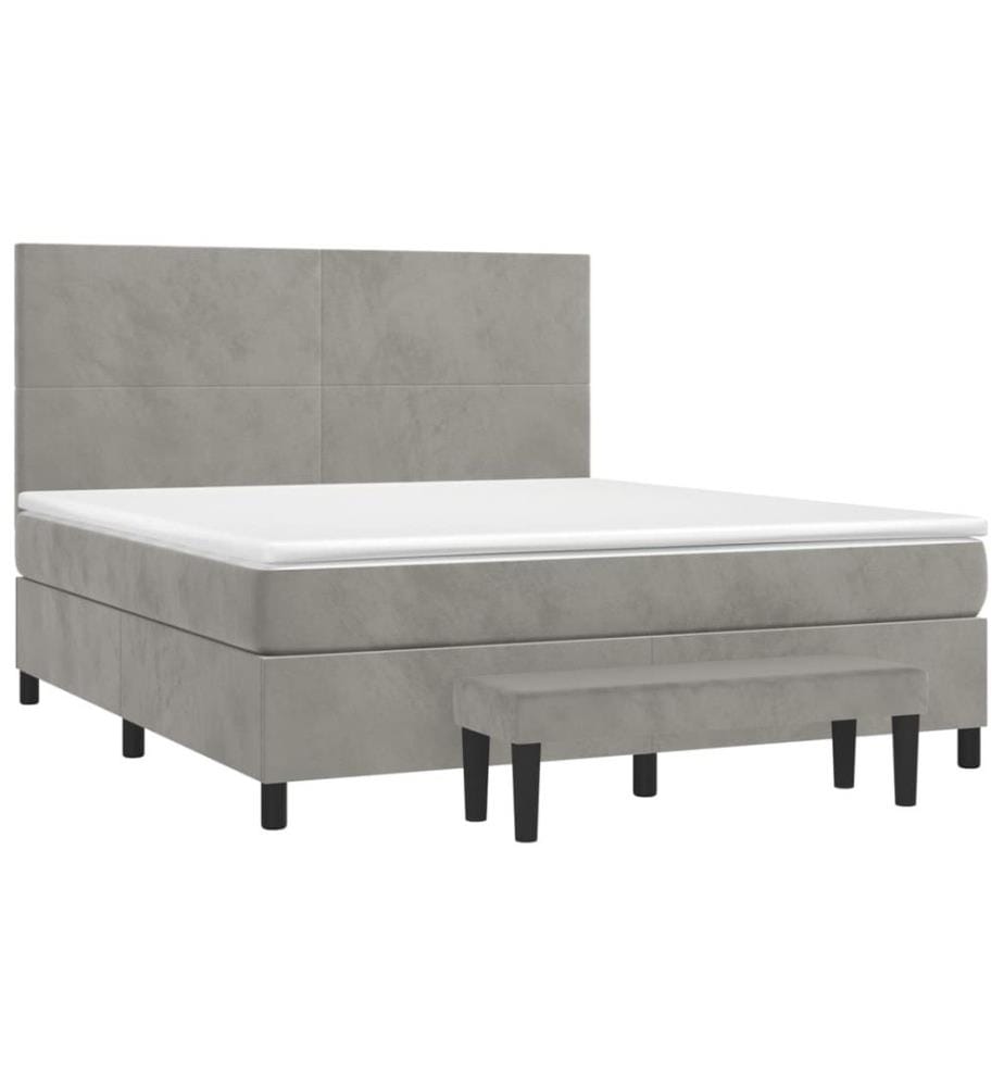 Boxspringbett mit Matratze Hellgrau 160x200 cm Samt