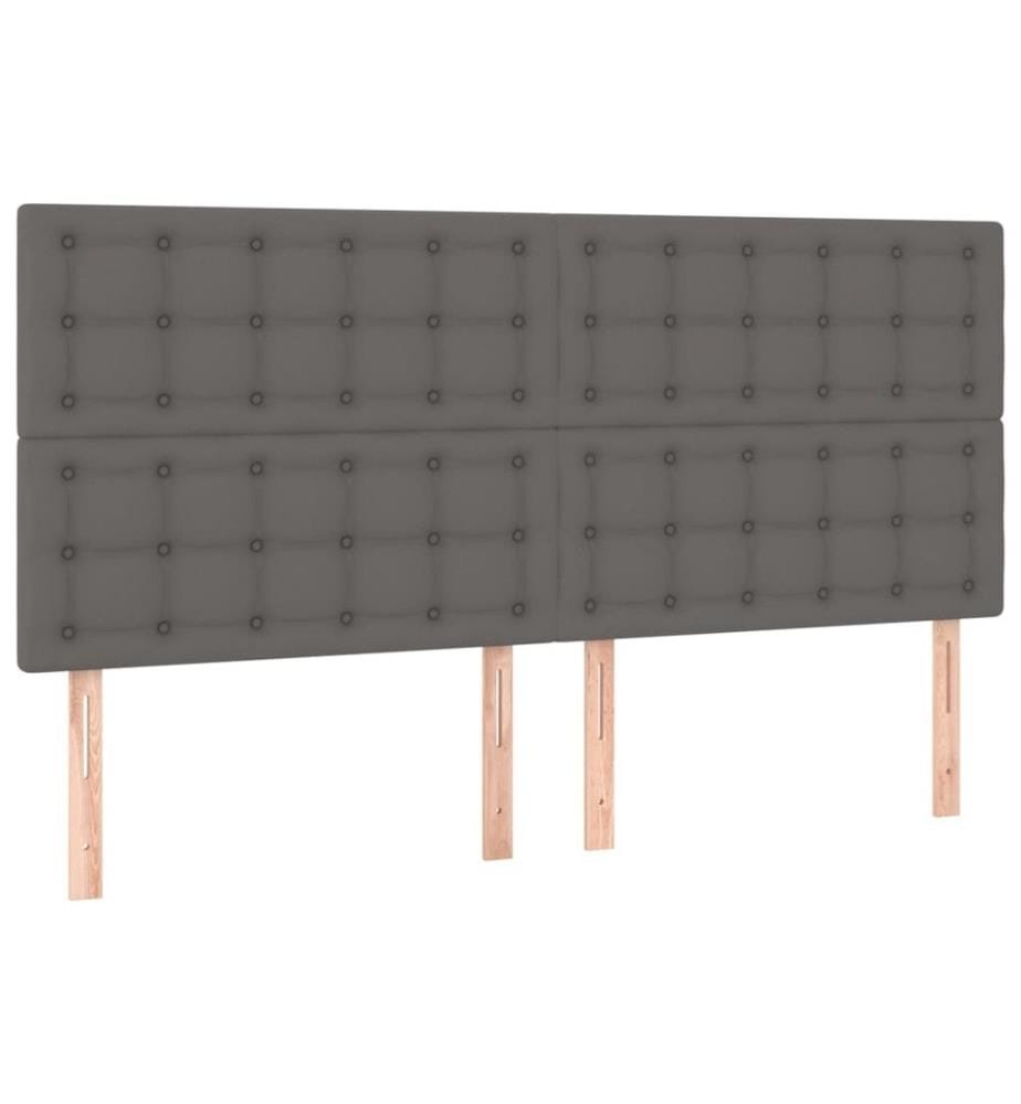 Boxspringbett mit Matratze Grau 180x200 cm Kunstleder
