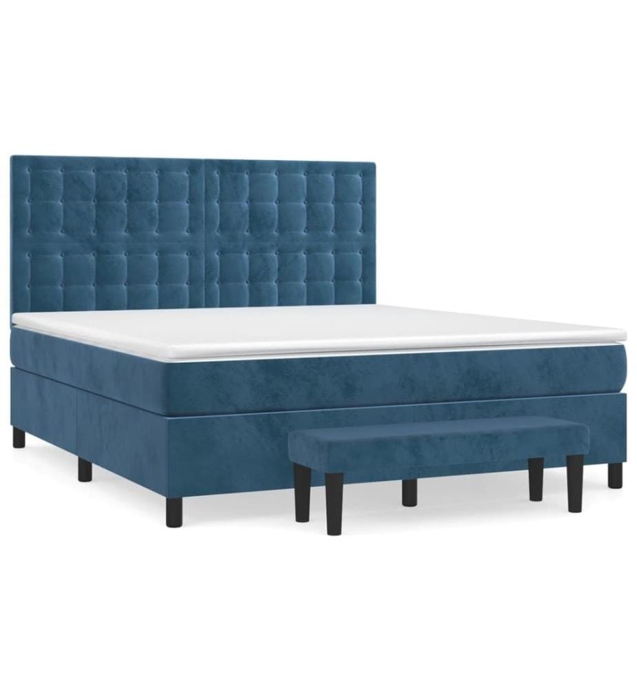 Boxspringbett mit Matratze Dunkelblau 160x200 cm Samt