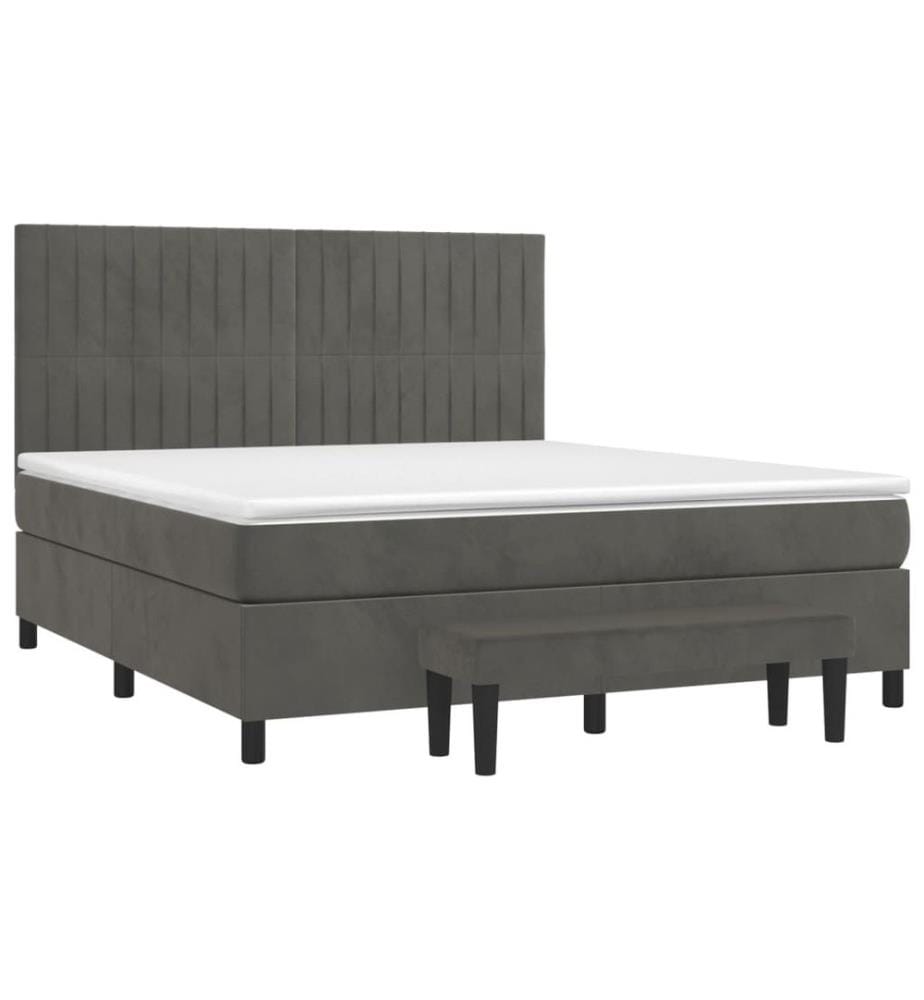 Boxspringbett mit Matratze Dunkelgrau 160x200 cm Samt