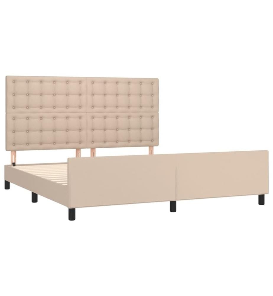 Cadre de lit avec tête de lit Cappuccino 160x200 cm Similicuir