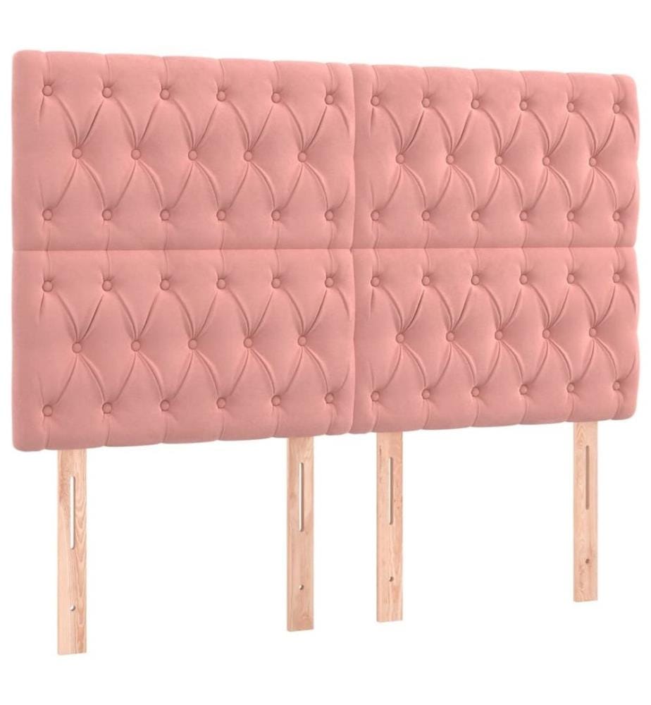Boxspringbett mit Matratze Rosa 140x200 cm Samt
