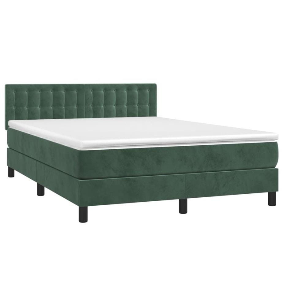 Boxspringbett mit Matratze Dunkelgrün 140x200 cm Samt