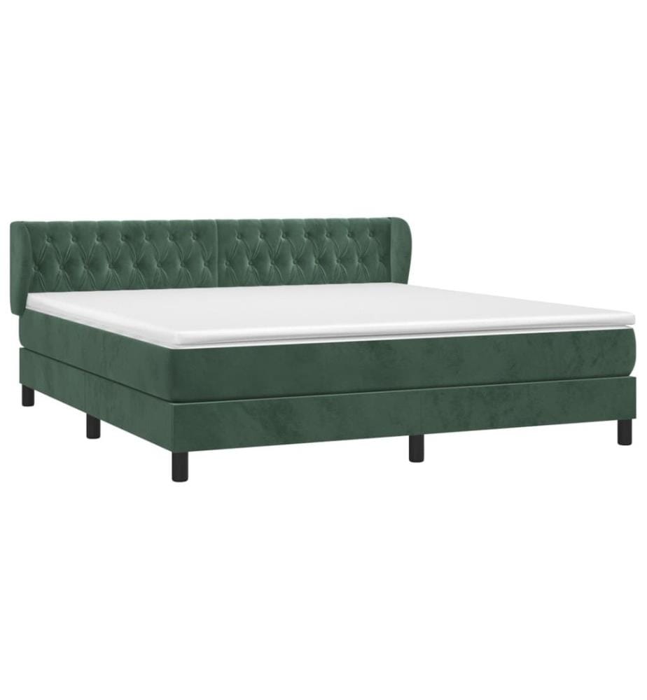 Boxspringbett mit Matratze Dunkelgrün 160x200 cm Samt