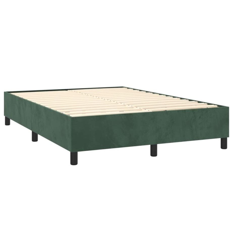 Boxspringbett mit Matratze & LED Dunkelgrün 140x190 cm Samt