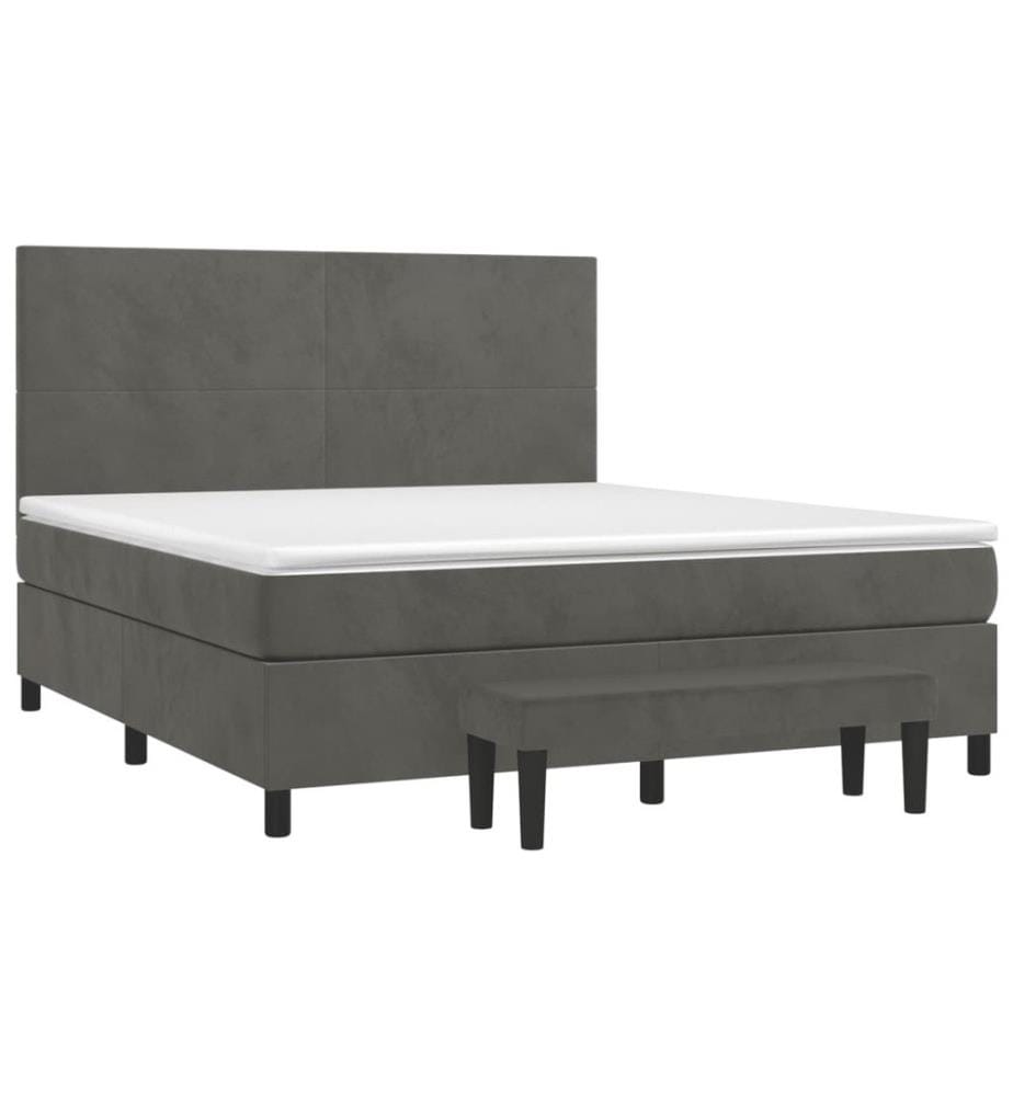 Boxspringbett mit Matratze Dunkelgrau 160x200 cm Samt