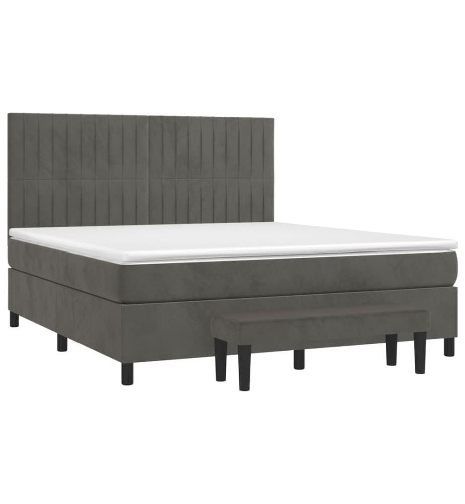 Boxspringbett mit Matratze Dunkelgrau 180x200 cm Samt