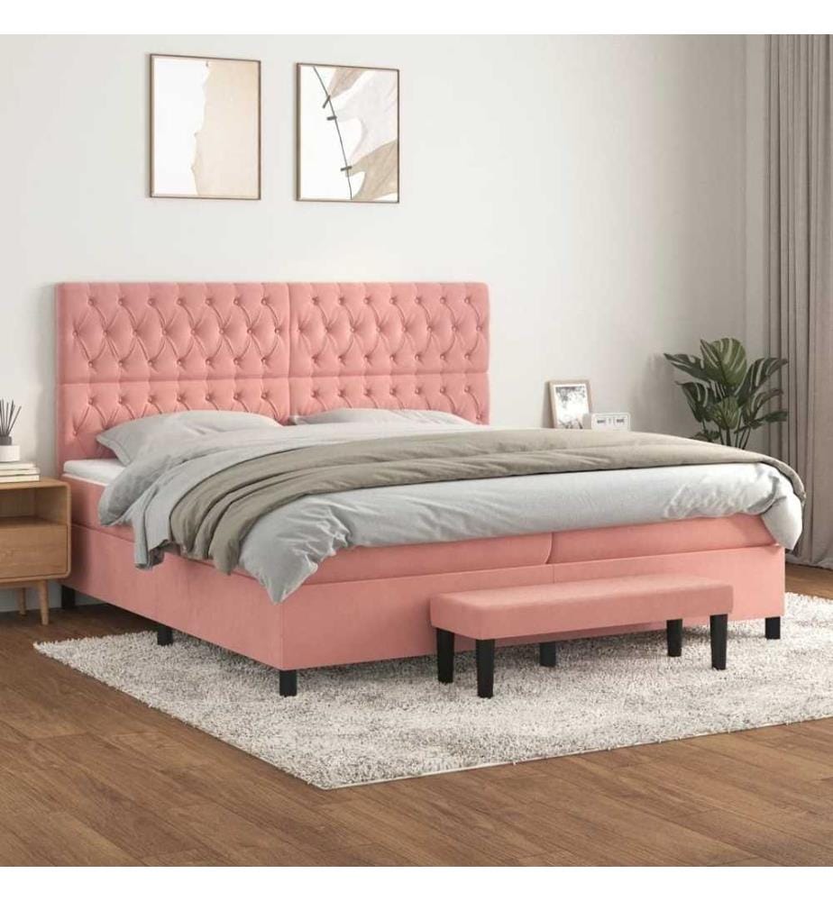 Boxspringbett mit Matratze Rosa 200x200 cm Samt
