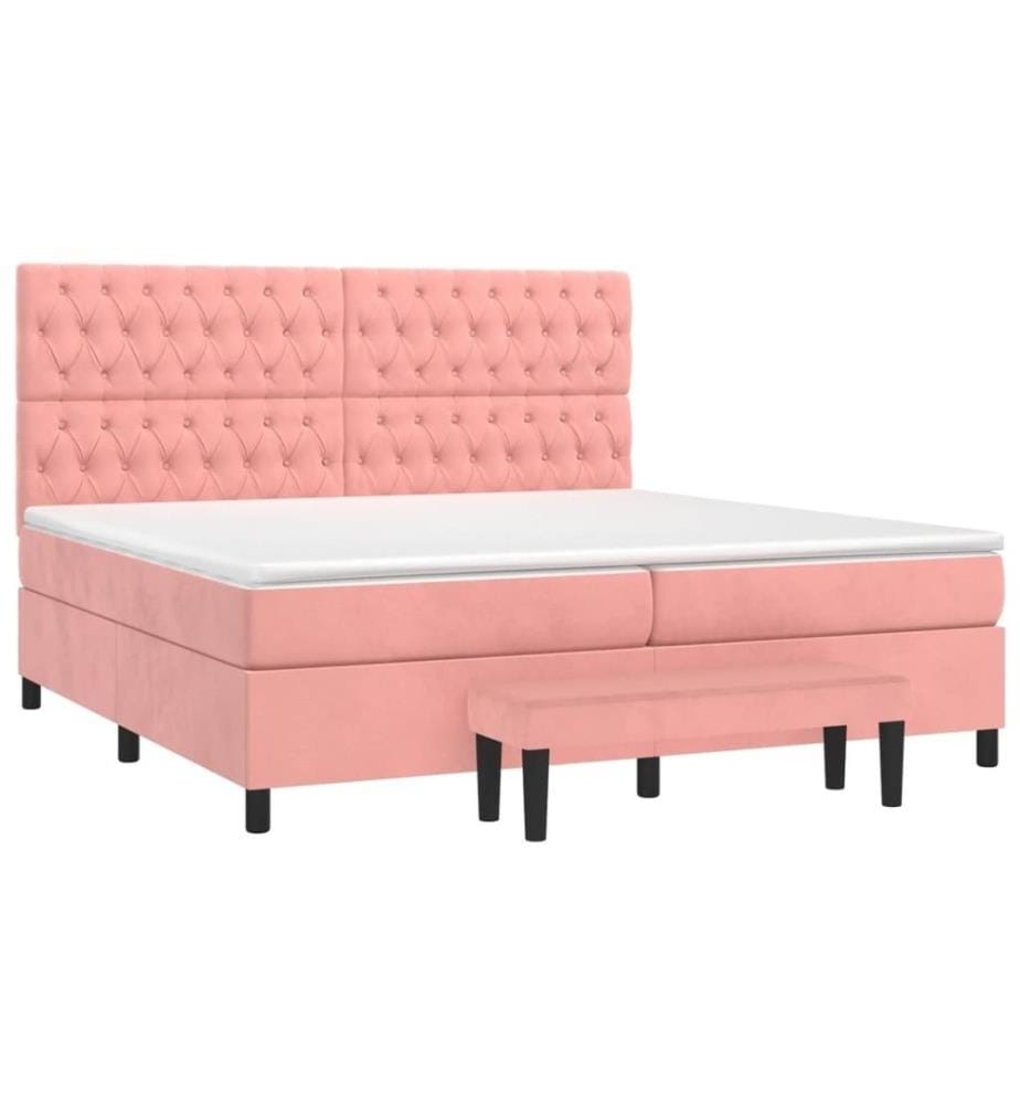 Boxspringbett mit Matratze Rosa 200x200 cm Samt