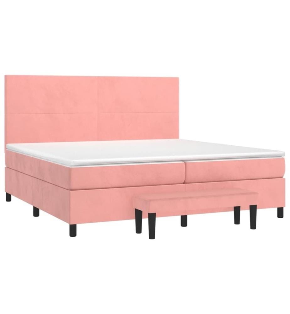 Boxspringbett mit Matratze Rosa 200x200 cm Samt