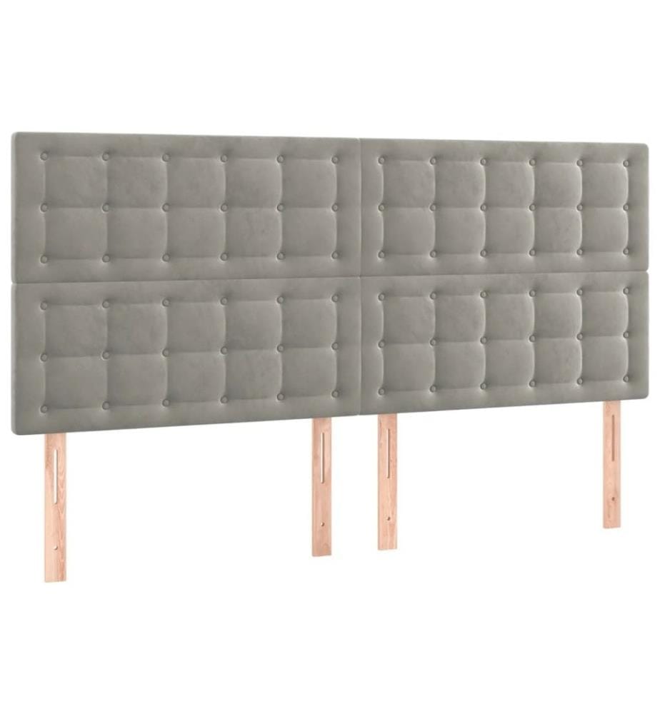 Lit à sommier tapissier et matelas Gris clair 200x200cm Velours