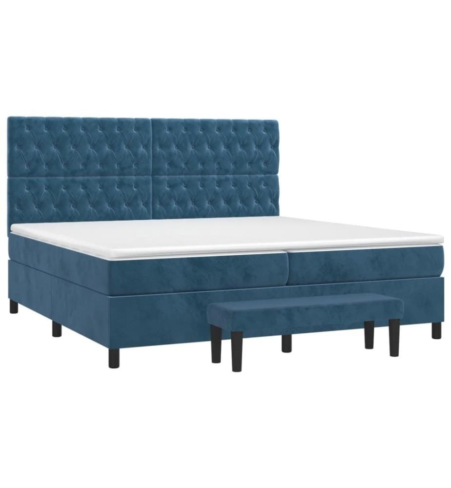 Boxspringbett mit Matratze Dunkelblau 200x200 cm Samt