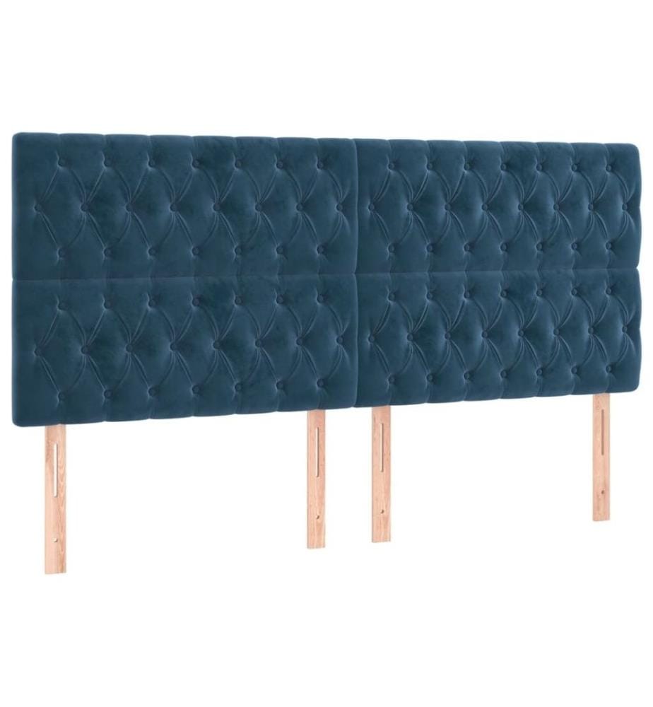 Boxspringbett mit Matratze Dunkelblau 200x200 cm Samt