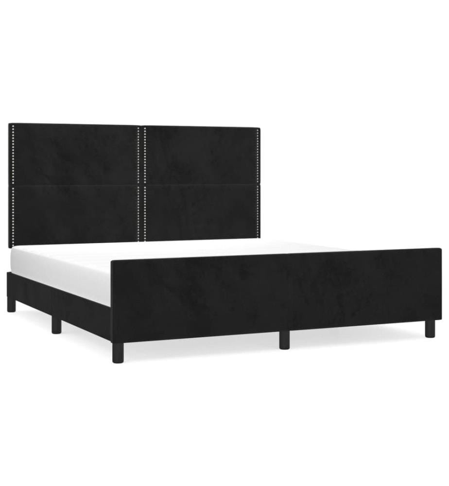 Bettgestell mit Kopfteil Schwarz 180x200 cm Samt