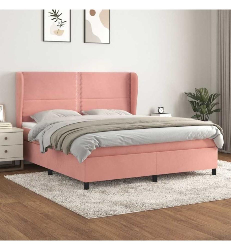 Boxspringbett mit Matratze Rosa 180x200 cm Samt