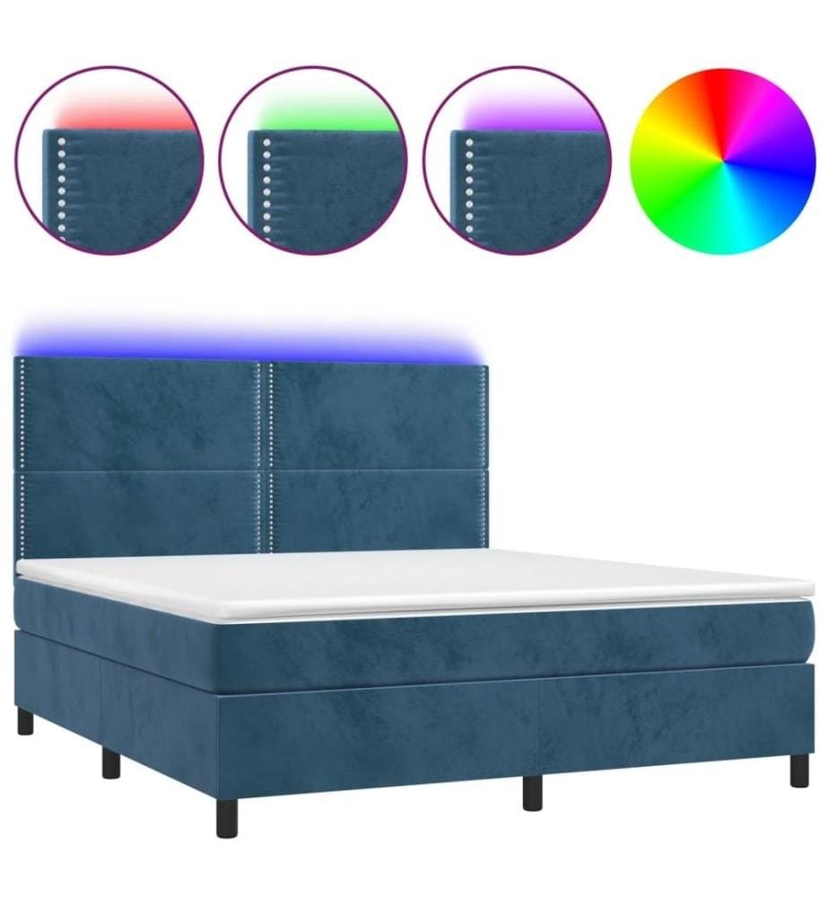 Boxspringbett mit Matratze & LED Dunkelblau 180x200 cm Samt