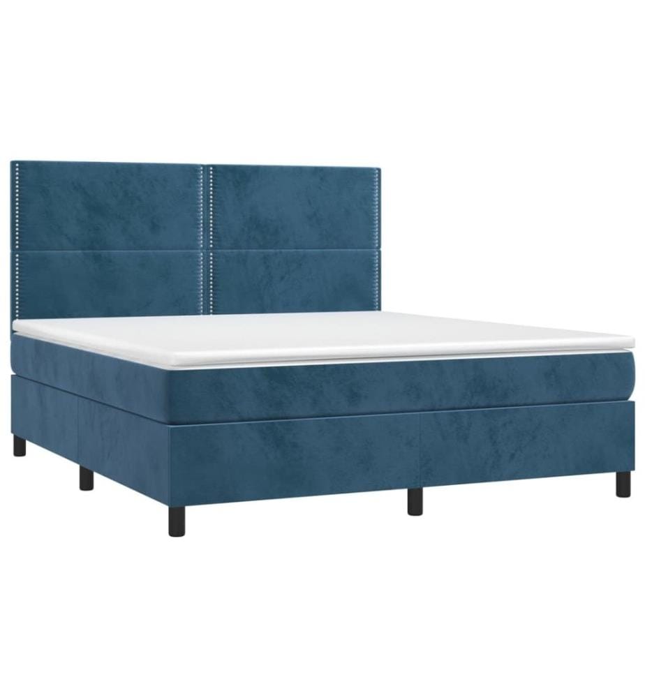 Boxspringbett mit Matratze & LED Dunkelblau 180x200 cm Samt