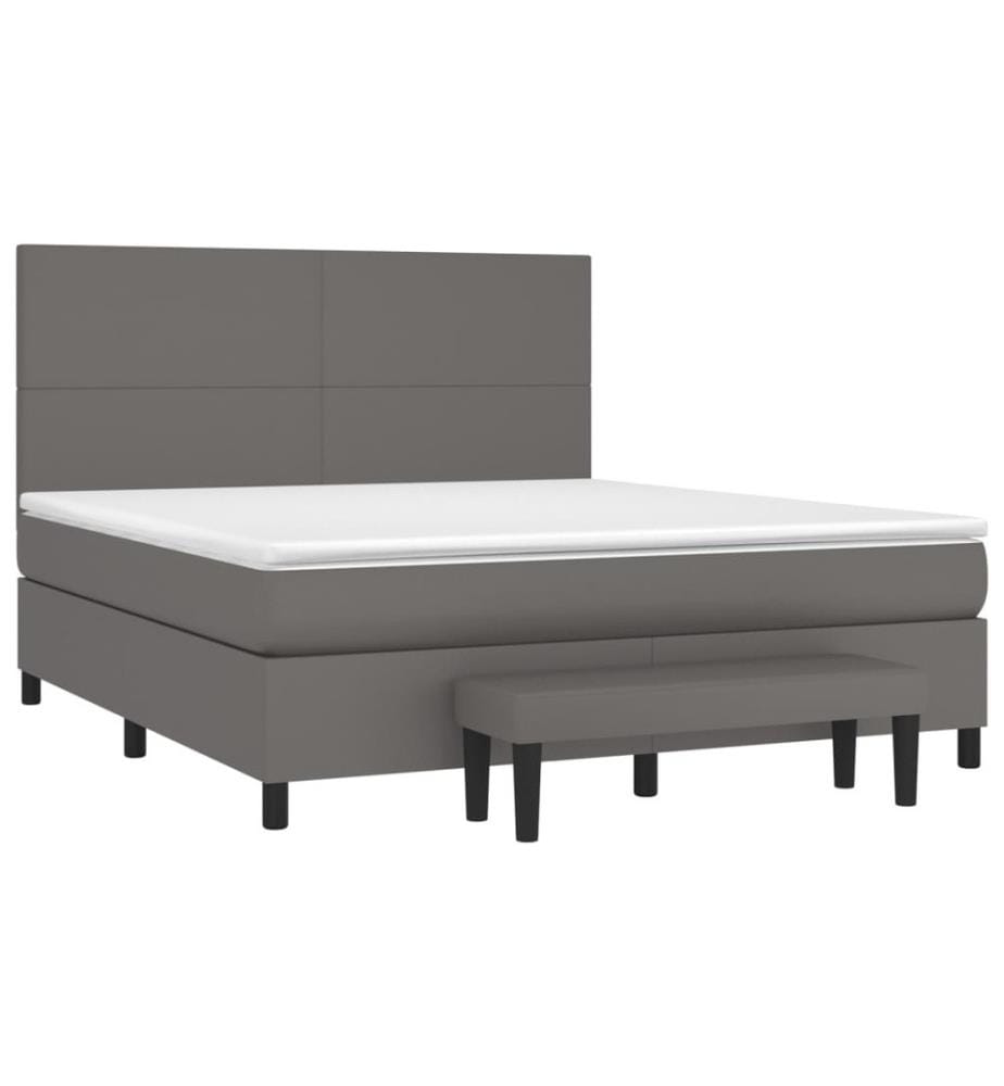 Boxspringbett mit Matratze Grau 180x200 cm Kunstleder