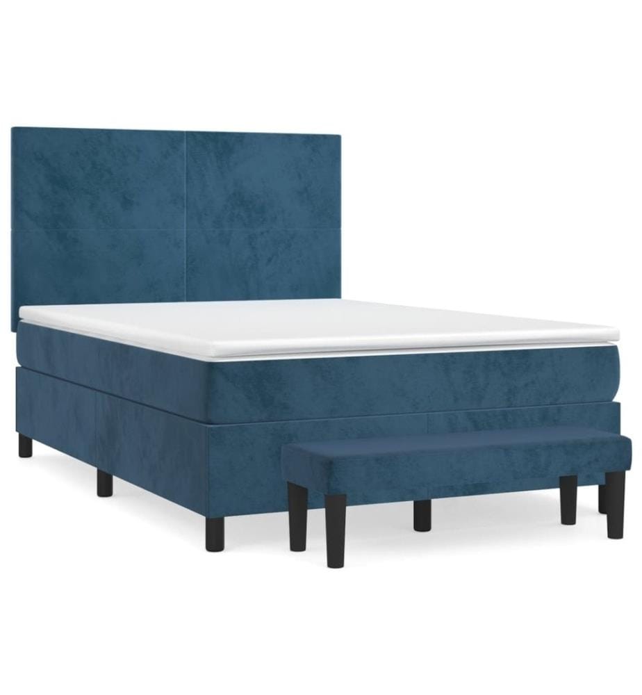 Boxspringbett mit Matratze Dunkelblau 140x200 cm Samt