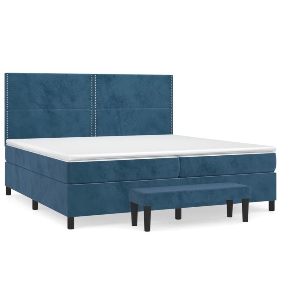 Boxspringbett mit Matratze Dunkelblau 200x200 cm Samt
