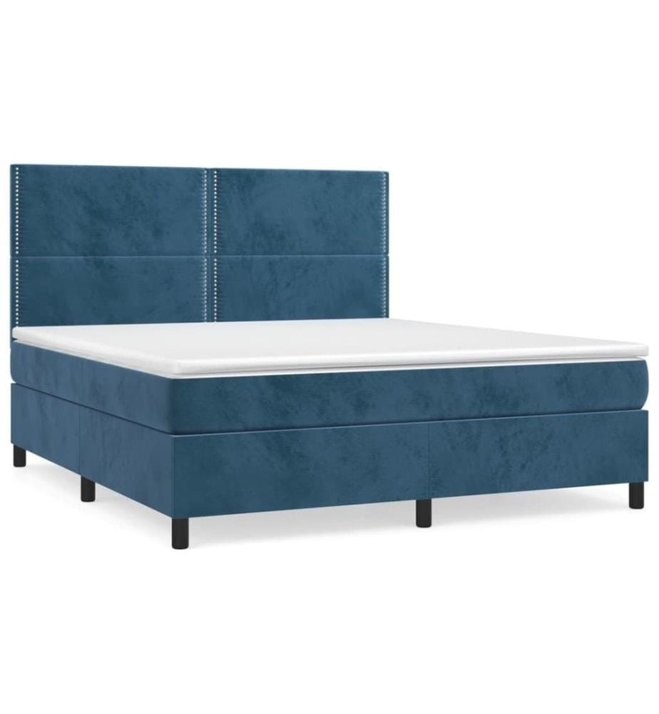 Boxspringbett mit Matratze Dunkelblau 180x200 cm Samt