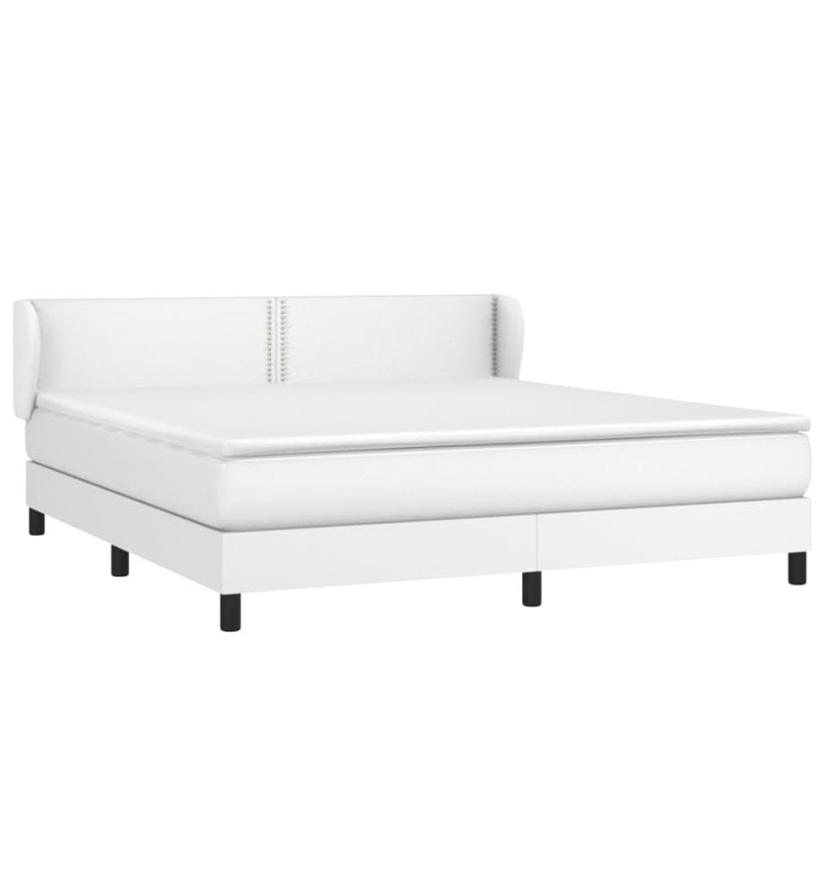 Boxspringbett mit Matratze Weiss 180x200 cm Kunstleder