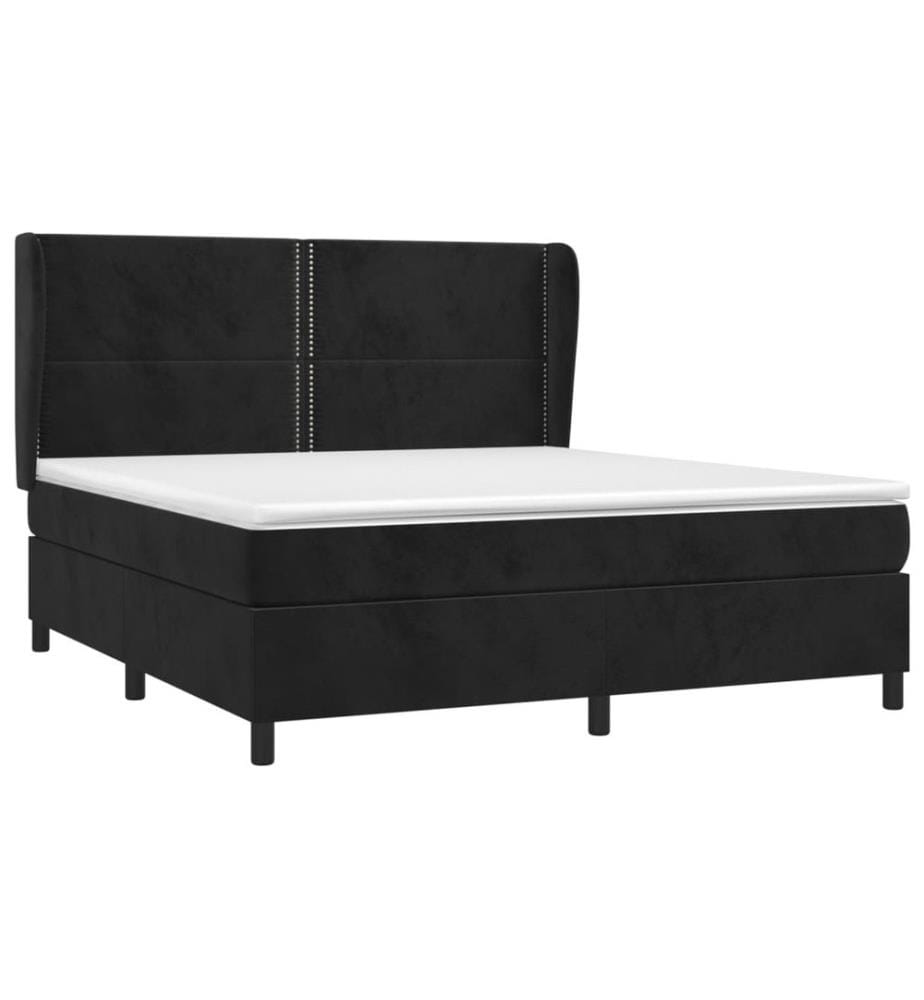 Boxspringbett mit Matratze Schwarz 180x200 cm Samt