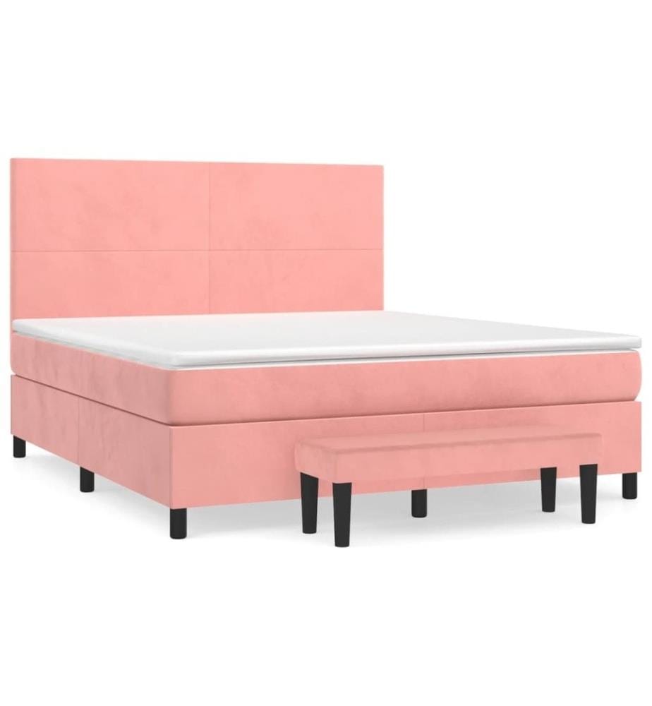 Lit à sommier tapissier avec matelas Rose 180x200 cm Velours