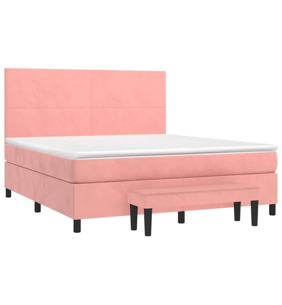 Lit à sommier tapissier avec matelas Rose 180x200 cm Velours