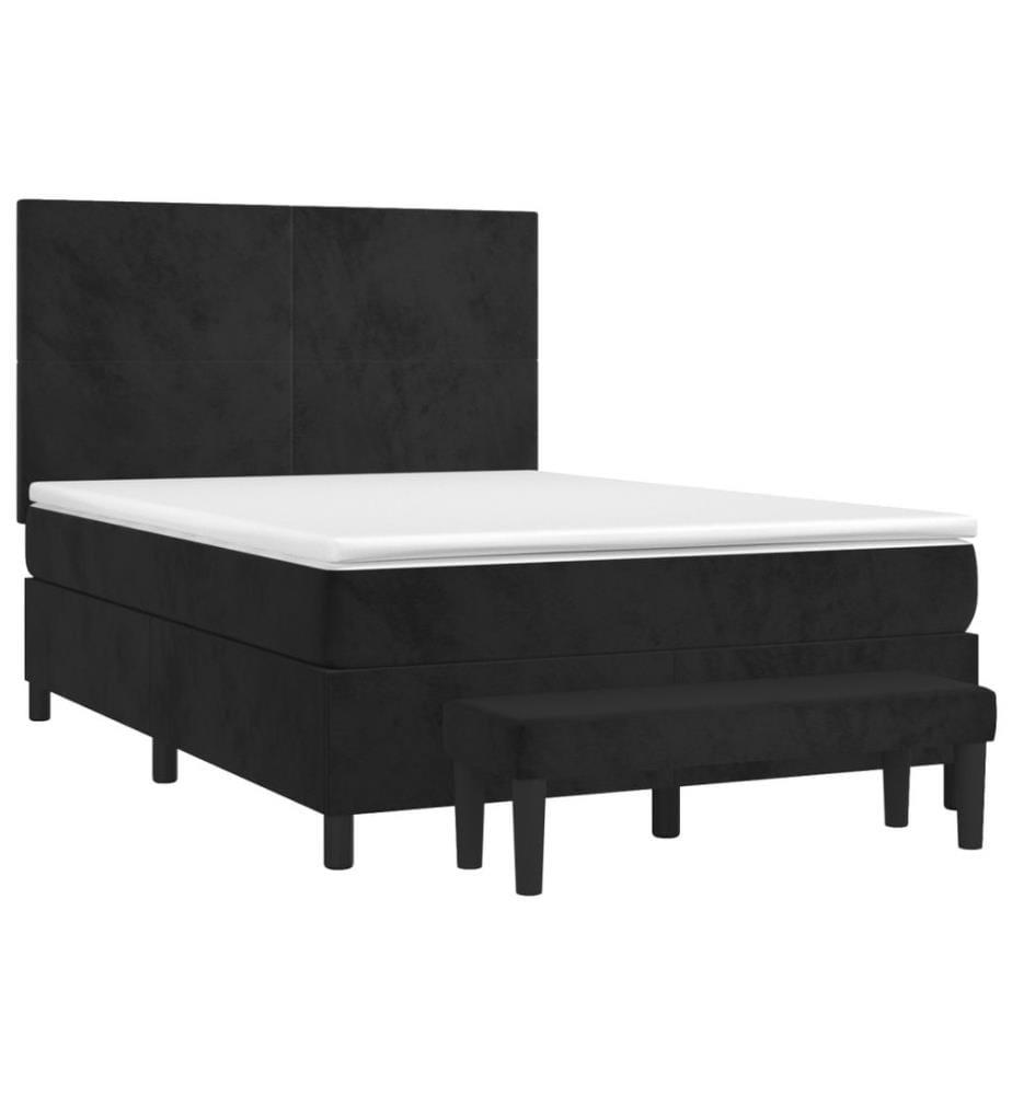 Boxspringbett mit Matratze Schwarz 140x190 cm Samt