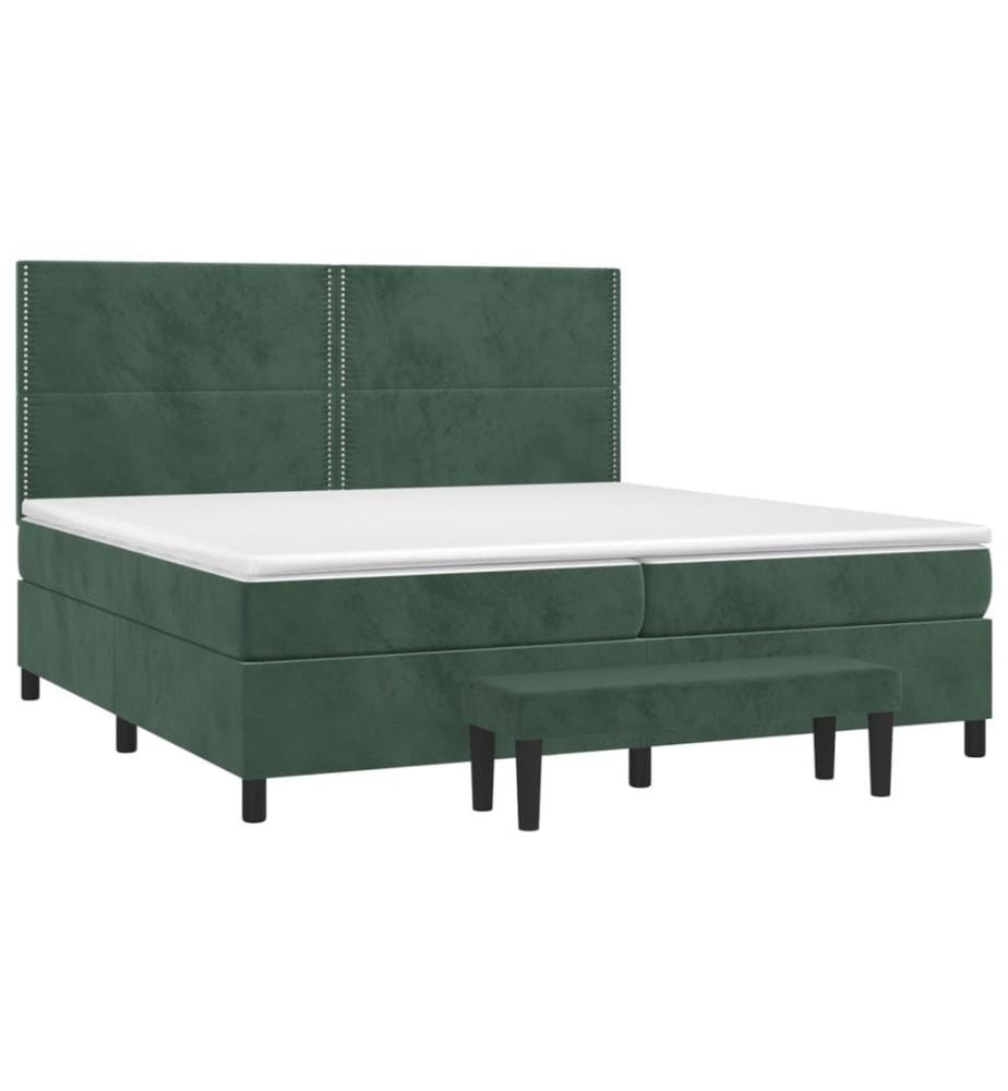 Boxspringbett mit Matratze Dunkelgrün 200x200 cm Samt