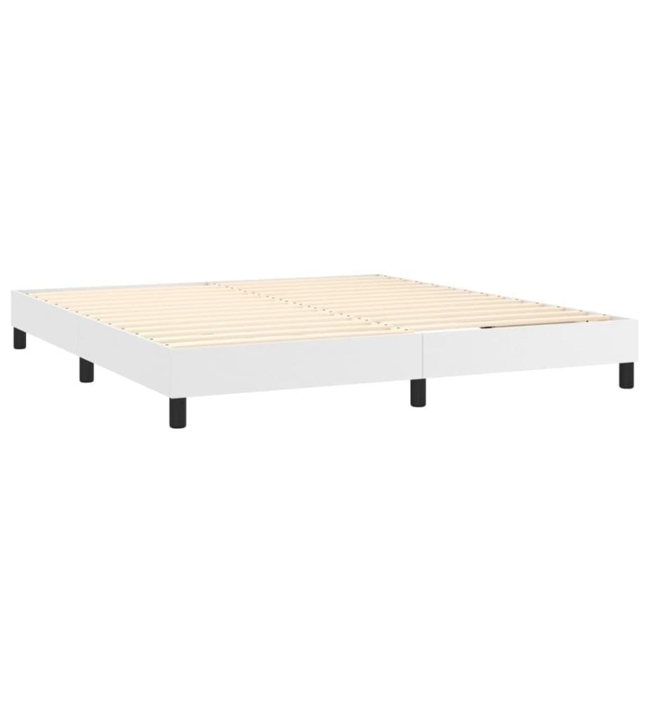 Boxspringbett mit Matratze Weiss 180x200 cm Kunstleder