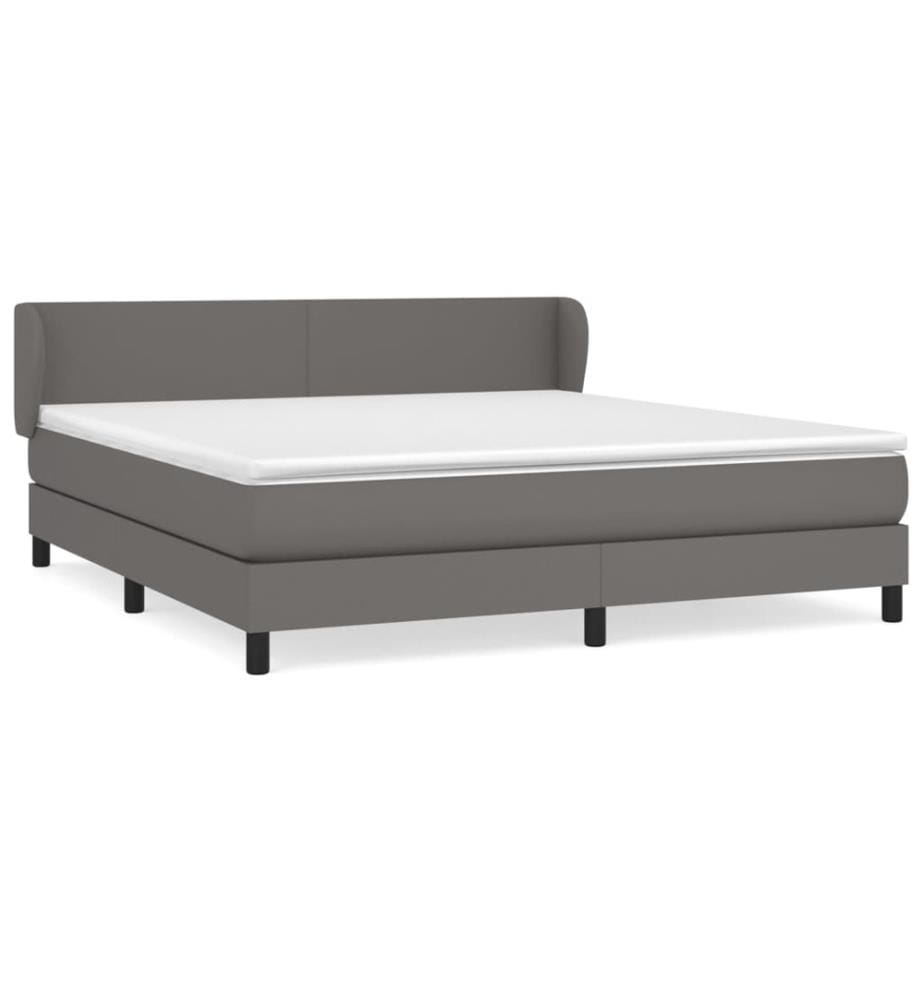 Boxspringbett mit Matratze Grau 160x200 cm Kunstleder