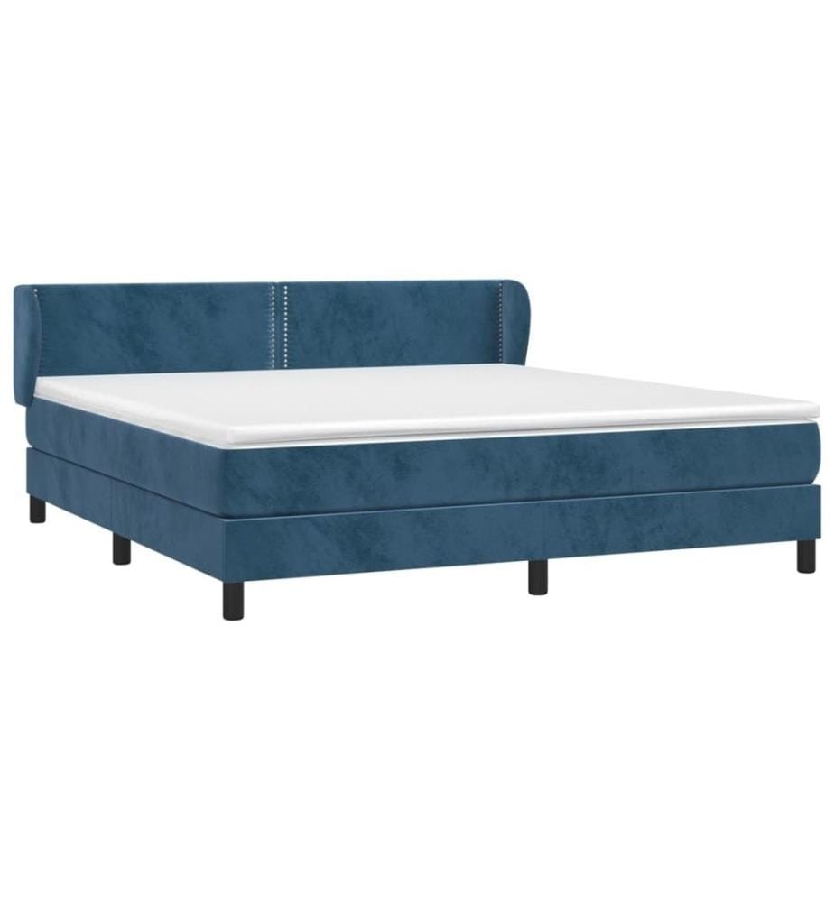 Boxspringbett mit Matratze Dunkelblau 180x200 cm Samt