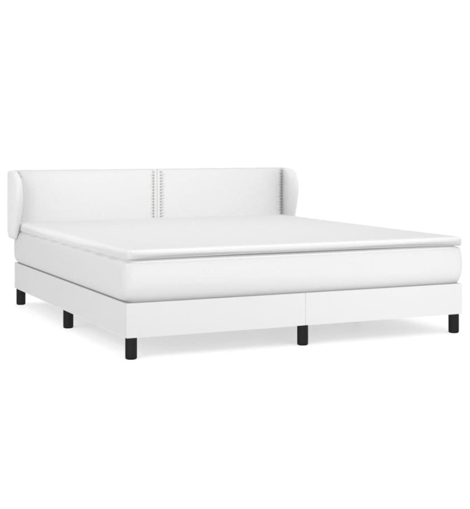 Boxspringbett mit Matratze Weiss 160x200 cm Kunstleder