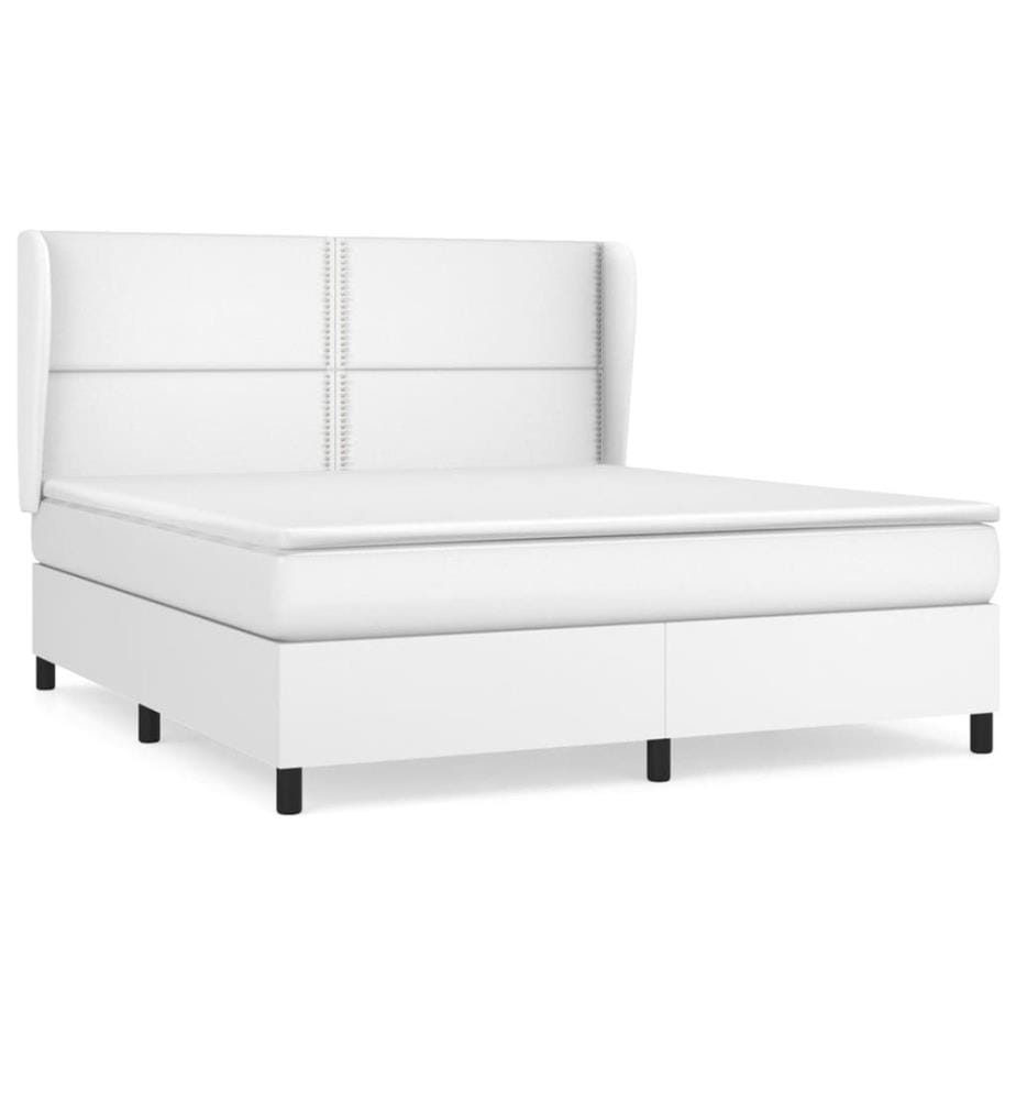 Boxspringbett mit Matratze Weiss 180x200 cm Kunstleder