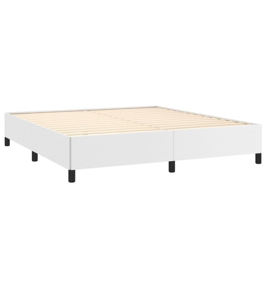 Boxspringbett mit Matratze Weiss 180x200 cm Kunstleder